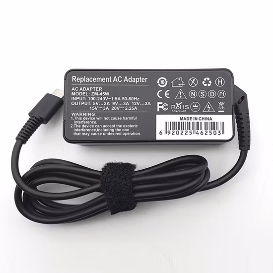 Adaptateur de chargeur USB Type C pour ordinateur portable, OEM, haute qualité, 45W, 20V, 2,25 a, pour ordinateur portable Lenovo Chromebook